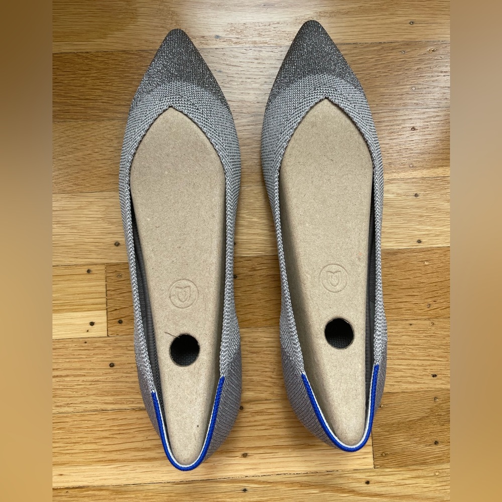 Rothy’s The Point Flat Silver Metallic